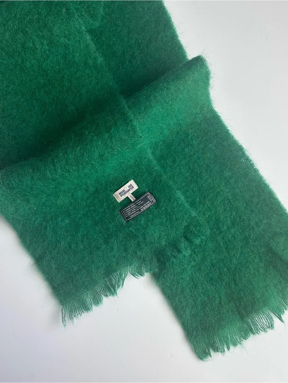 Baum Und Pferdgarten Scarf Wrap Green Mohair Wool Alpaca 11” X 80” Italy